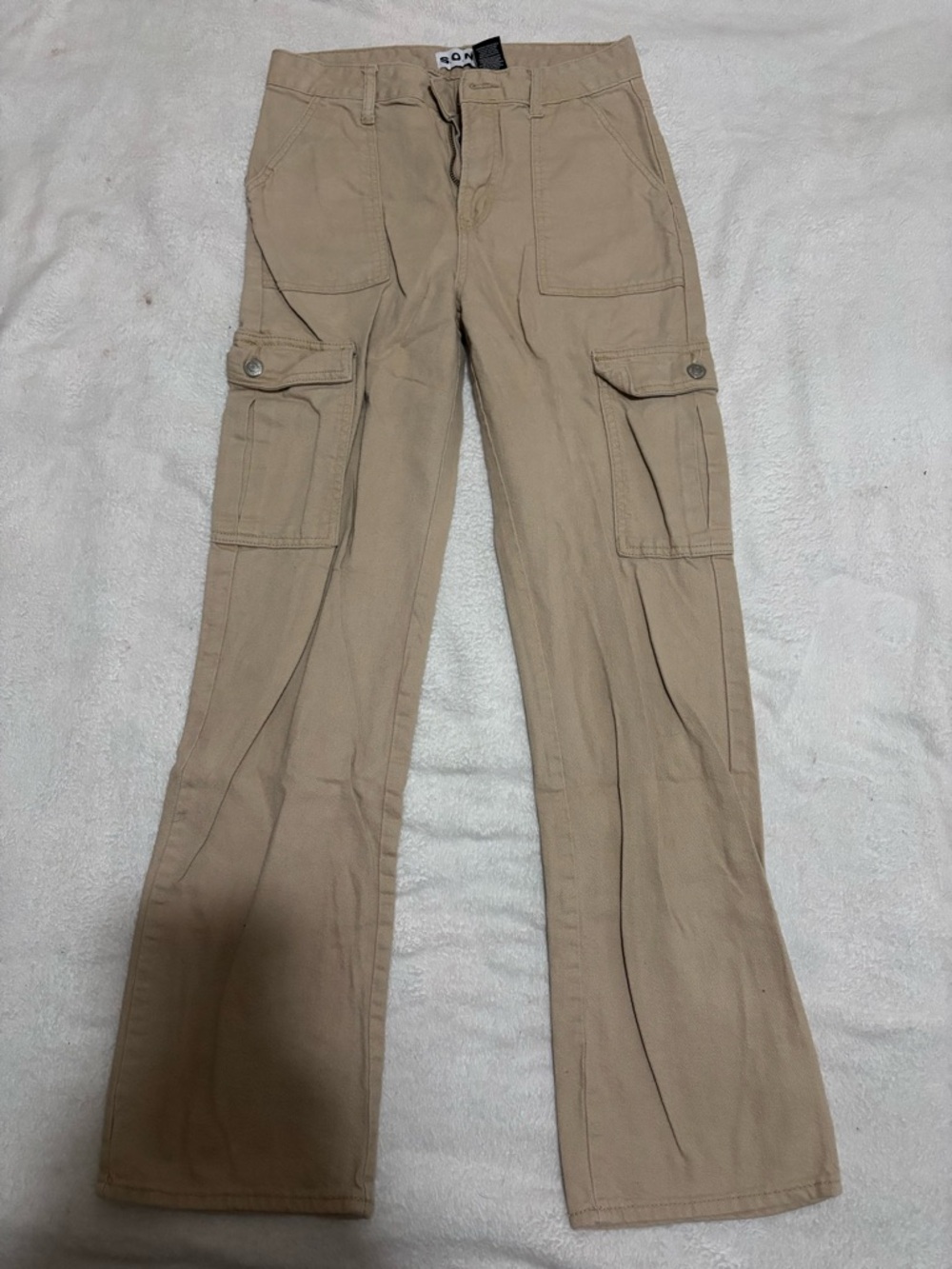 Women's Boot Cut Cargo Pants in Tan by N.O.R.